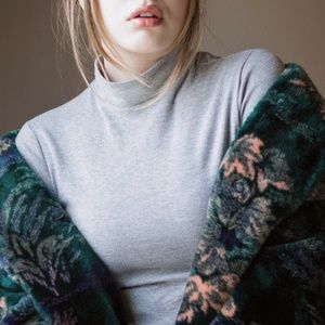 SOLD Vintage Green Floral Donnybrook Faux Fur Coat